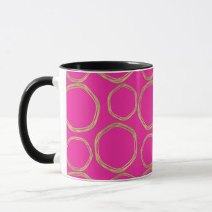 Gold Circles & Hot Pink Bright Fun Moderne Trendse Tasse