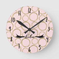 Gold Circles & Pink Modern Glam Lashes Salon