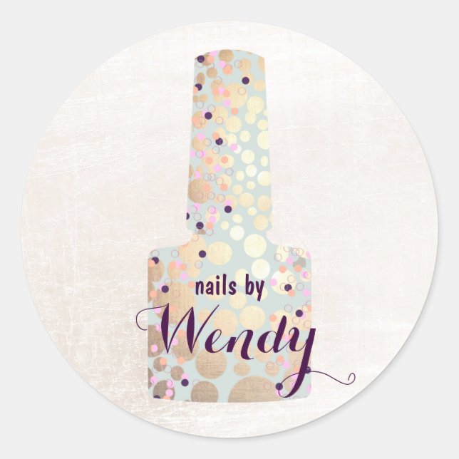 Gold Circles Polnischer Flaschennagel Salon Maniku Runder Aufkleber (Vorderseite)