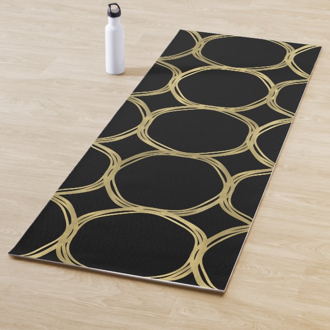 Gold Circles & Sleek Black Modern Chic Yogamatte (Beispiel)