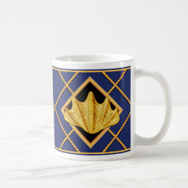 Gold Clam & Ship Rope Navy Blue Nautical Tasse/Cup Kaffeetasse
