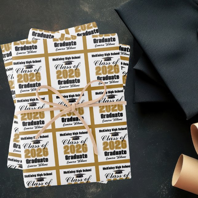 Gold Class of 2026 Customized Graduation Geschenkpapier Set (Von Creator hochgeladen)