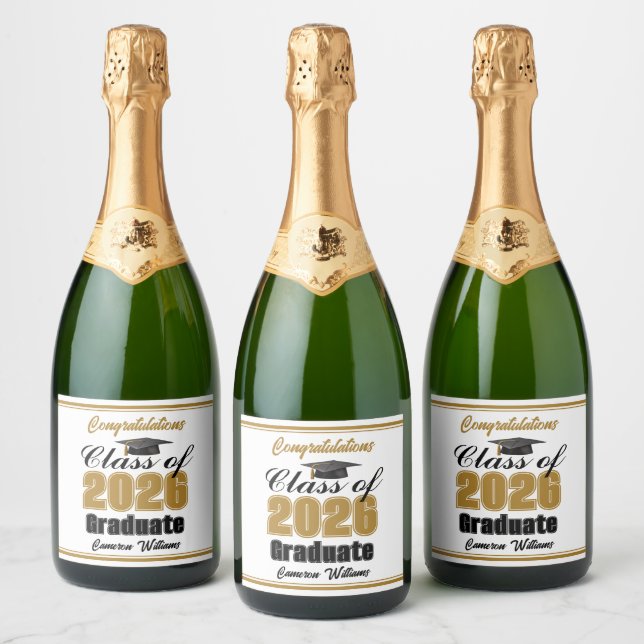 Gold Class of 2026 Graduation Party Custom (Flaschen)