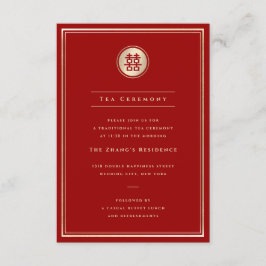 Gold Classic Circle Double Happiness Teezeremonie Begleitkarte