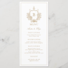 Gold Classic Luxe Wappen Monogram Wedding Menu Menükarte