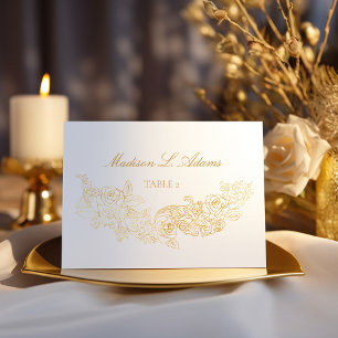 Gold Classic Ornament Namenskarte Tischnummer