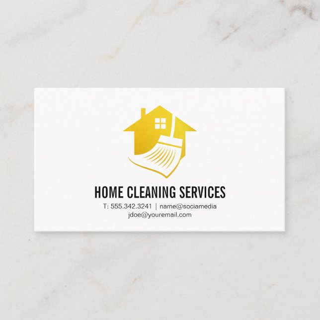 Gold Clearing House Broom Logo Visitenkarte (Vorderseite)