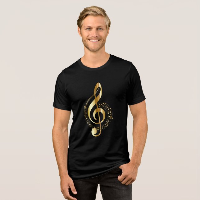 Gold Clef und Notizen Tri-Blend Shirt (Vorderseite voll)