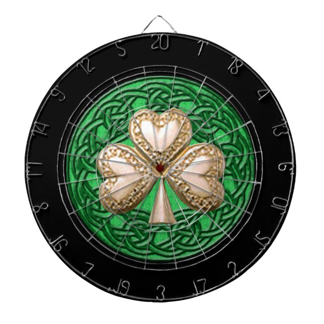 Gold Clover & Celtic Knots Dart Board Dartscheibe (vorne)