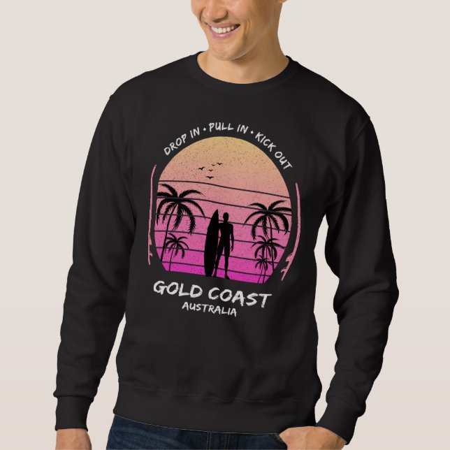 Gold Coast Australia Palms Drop Pull Kick Surfing  Sweatshirt (Vorderseite)