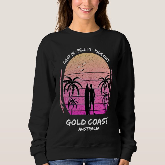 Gold Coast Australia Palms Drop Pull Kick Surfing  Sweatshirt (Vorderseite)