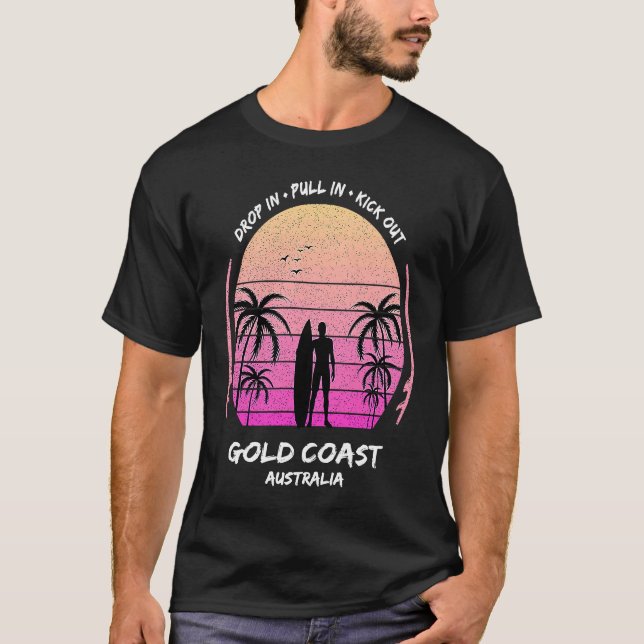 Gold Coast Australia Palms Drop Pull Kick Surfing  T-Shirt (Vorderseite)