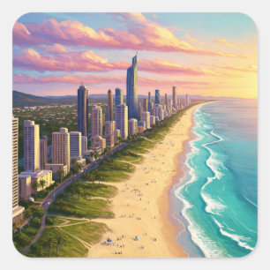 Gold Coast Australia Reisen Quadratischer Aufkleber