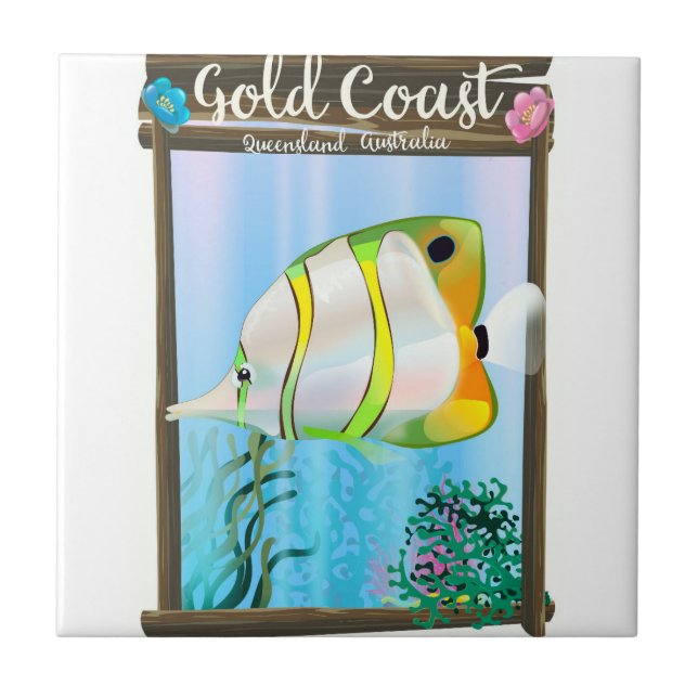 Gold Coast Australia Reiseplakat. Fliese (Vorderseite)