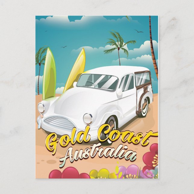 Gold Coast Australia Vintage Reiseplakat Postkarte (Vorderseite)