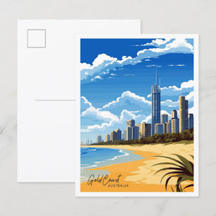 Gold Coast Australien Reise Vintage-Illustration Postkarte