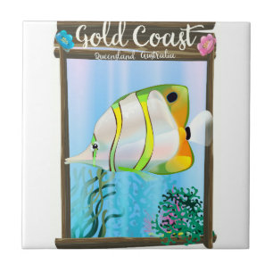 Gold Coast Australien Reiseplakat. Fliese