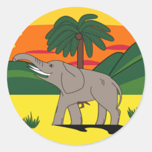 Gold Coast Elephant und Palm Trecker Runder Aufkleber