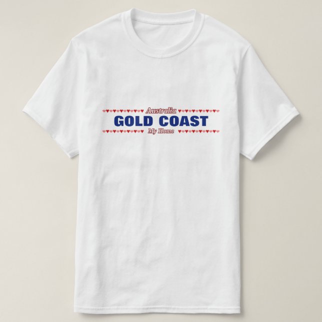 GOLD COAST - mein Zuhause - Australien; Herzen T-Shirt (Design vorne)