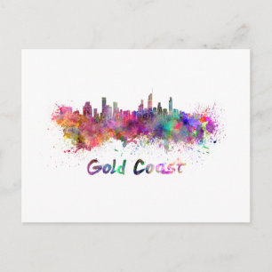 Gold Coast skyline im Watercolor Postkarte