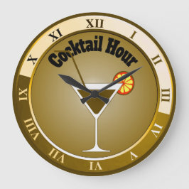 Gold Cocktail Stunden Bar Clock Große Wanduhr