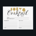 Gold Cocktailkarte Postkarte<br><div class="desc">Moderne Cocktailkarte mit einem Set Imitat Goldbrille Glitzer mit handgeschriebenem kalligraphischem Schriftart-Set auf weißem Hintergrund.</div>