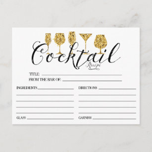 Gold Cocktailkarte Postkarte
