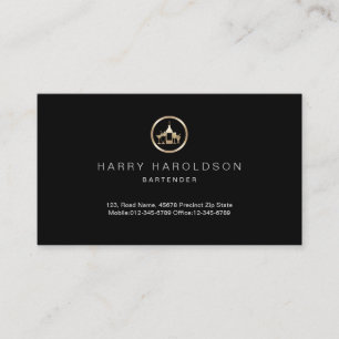 Gold Cocktails Icon Barkeeper Business Card Visitenkarte