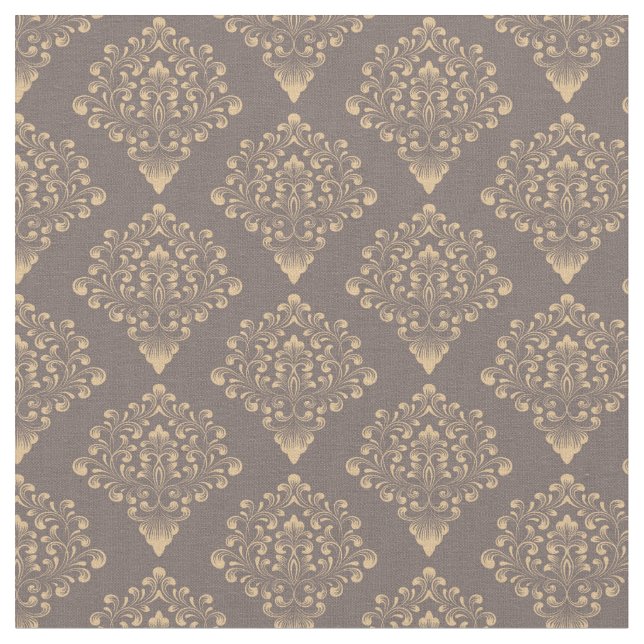 Gold Coffee Damask Stoff (Nahaufnahme)