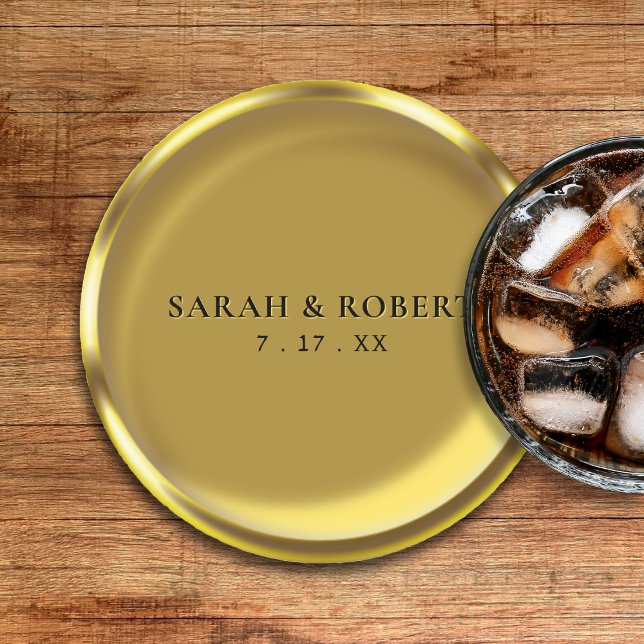 Gold Coin Elegante Luxury Wedding Runder Pappuntersetzer (Gold Coin Elegant Luxury Wedding Round Paper Coaster
)