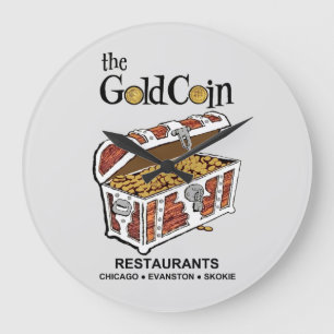 Gold Coin Restaurants, Chicago, Evanston, Skokie Große Wanduhr
