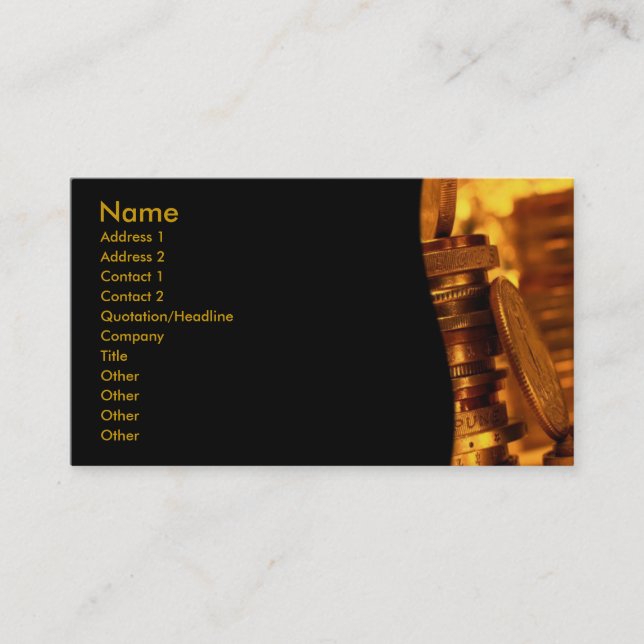 Gold Coins Business Card Visitenkarte (Vorderseite)