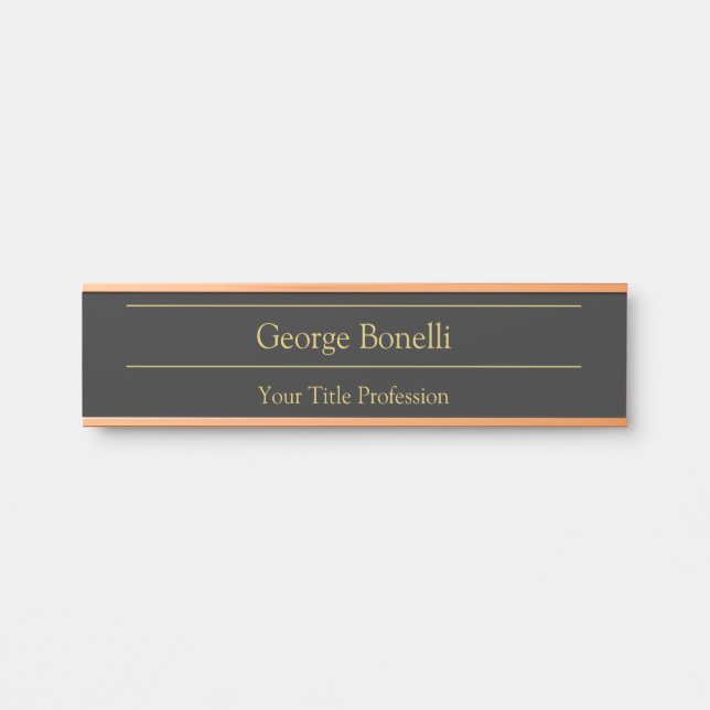 Gold Color Gray Classic Personal Customize Chic Türschild (Vorderseite )