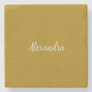 Gold Color Minimalistische Schlichte Add Name Kall Steinuntersetzer