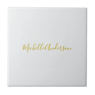Gold Color Modern Minimalistischer Handschriftname Fliese