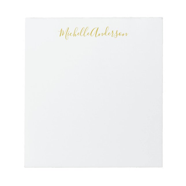 Gold Color Modern Minimalistischer Handschriftname Notizblock (Vorderseite)