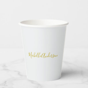 Gold Color Modern Minimalistischer Handschriftname Pappbecher