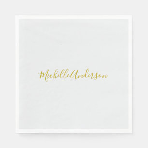 Gold Color Modern Minimalistischer Handschriftname Serviette