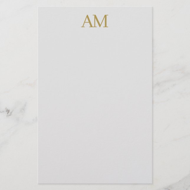 Gold Color Monogram Initials Calligraphy Pro Briefpapier (Vorderseite)