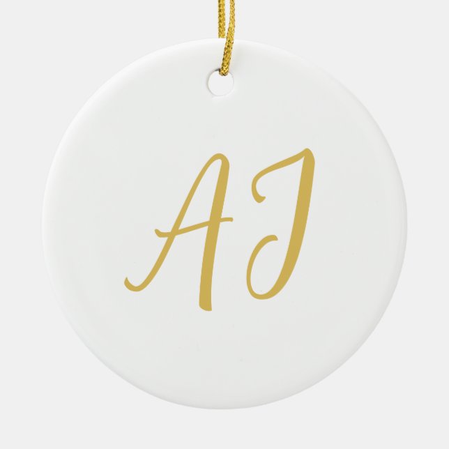 Gold Color Monogram Professional Classical Initial Keramik Ornament (Vorne)
