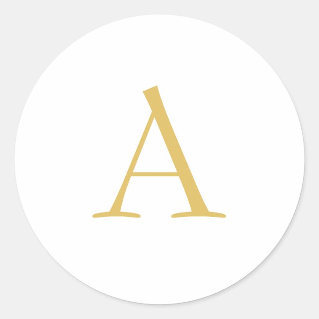 Gold Color Monogram Professional Custom Runder Aufkleber (Vorderseite)