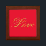 Gold Color Script Red Liebe Wedding Calligraphy Erinnerungskiste<br><div class="desc">Sie können die Schriftart und Farben leicht ändern. Sie können auch Ihr Logo und das Hintergrundbild hinzufügen,  wie Sie möchten.</div>