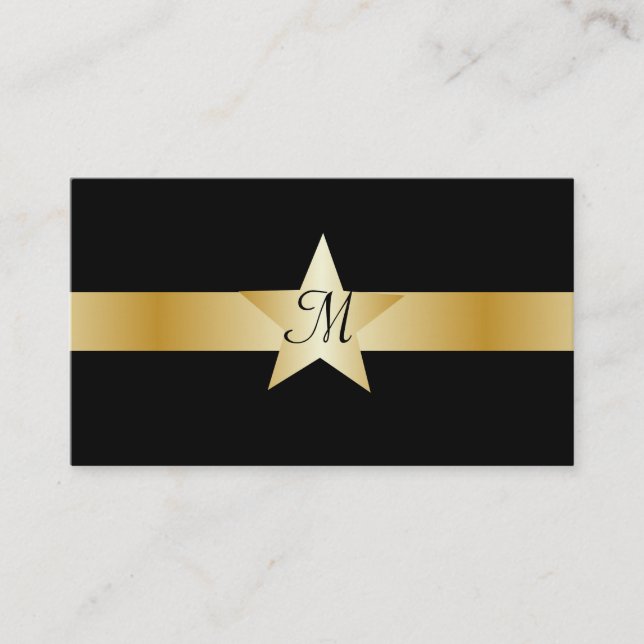 Gold Colored Star Mit Monogramm Visitenkarte (Vorderseite)