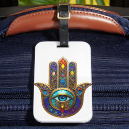 Gold Colorful Hamsa Turquoise Sapphire Third Eye Gepäckanhänger