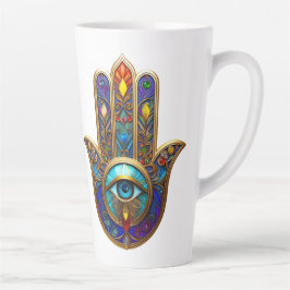 Gold Colorful Hamsa Turquoise Sapphire Third Eye Milchtasse