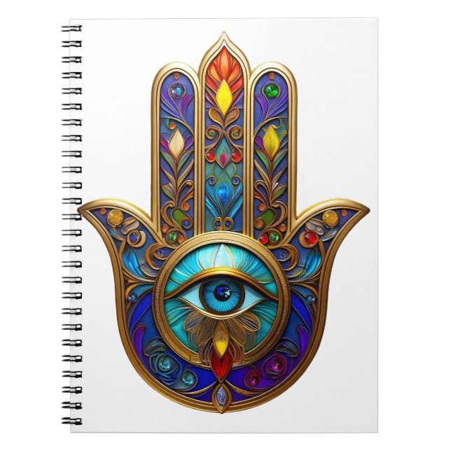 Gold Colorful Hamsa Turquoise Sapphire Third Eye  Notizblock (Vorderseite)