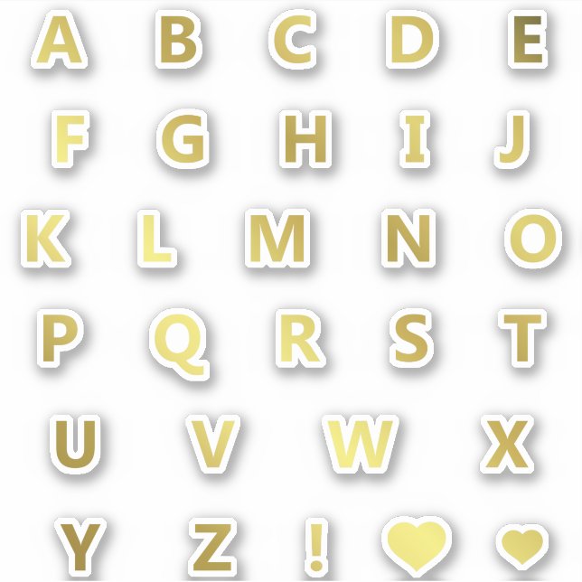 Gold Colors Letters Monogram Sticker Pack Alphabet (Vorderseite)