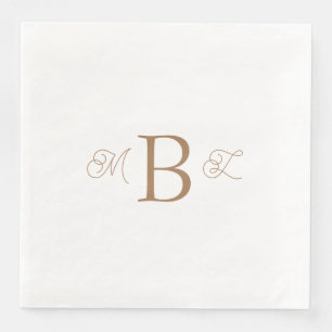 Gold Combo Schriftart Monogram White Wedding Serviette