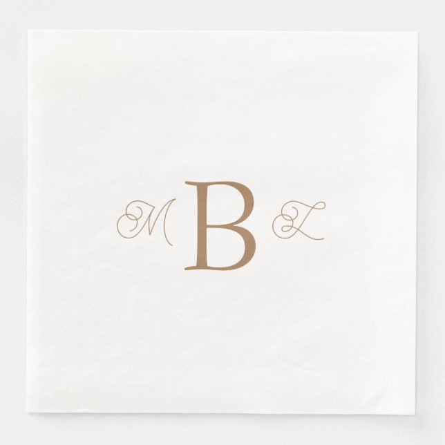 Gold Combo Schriftart Monogram White Wedding Serviette (Vorderseite)