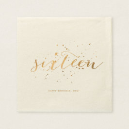 Gold Confetti 16 . Geburtstag 16. Geburtstag Ecru Serviette